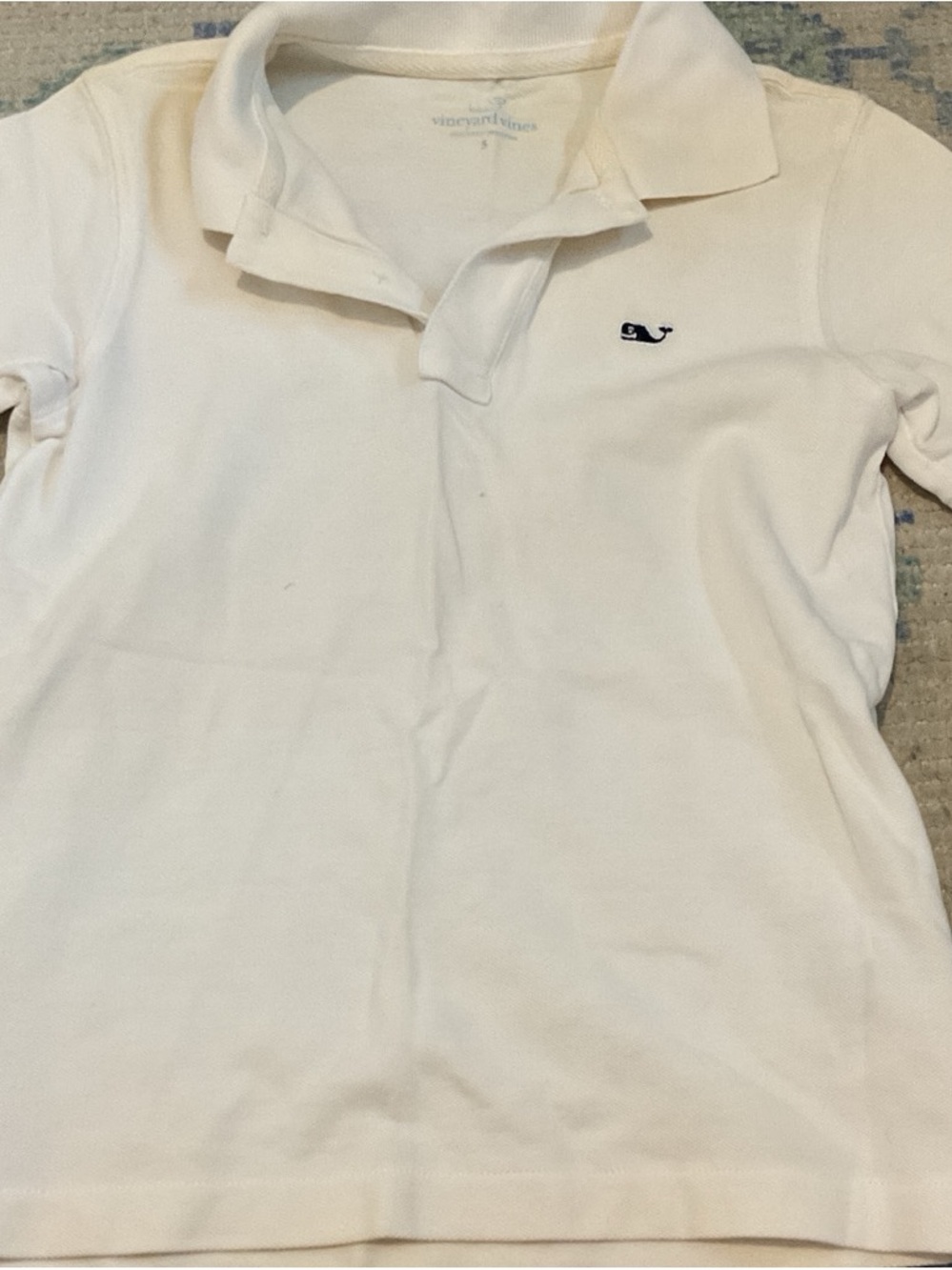 Vineyard Vines White Polo with Navy Whale Logo